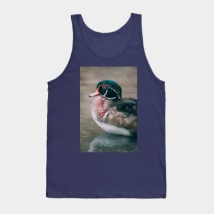 Autumn Wood Duck Swimming in a Pond Photograph Tank Top